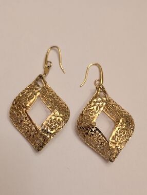 18K GP Filigree Twisted Diamond Drop Earrings - Women Jewelry